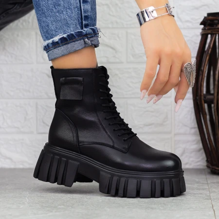 Ghete Dama cu Platforma MX21078 Negru » Pantoful.ro