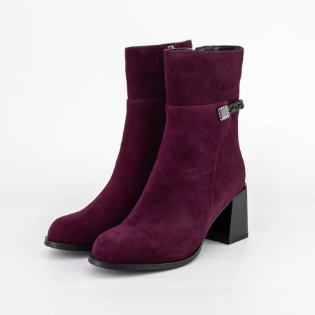 Botine Dama cu toc gros K850-34B Visiniu » Pantoful.ro