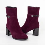 Botine Dama cu toc gros K850-34B Visiniu » Pantoful.ro