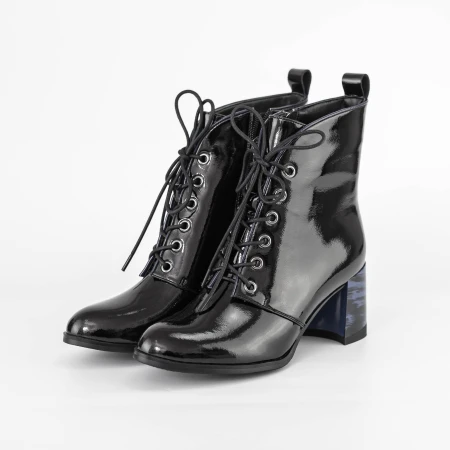 Botine Dama cu toc gros K577-30B Negru-Albastru » Pantoful.ro
