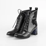 Botine Dama cu toc gros K577-30B Negru-Albastru » Pantoful.ro