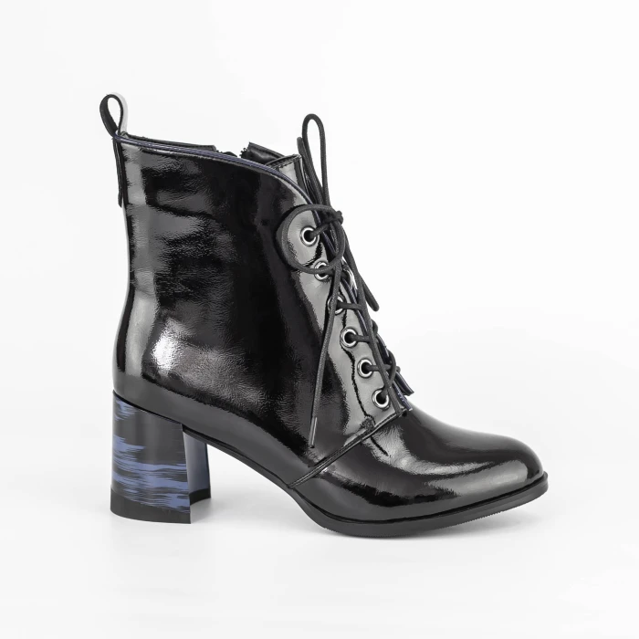 Botine Dama cu toc gros K577-30B Negru-Albastru » Pantoful.ro