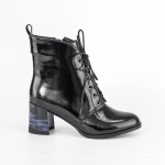Botine Dama cu toc gros K577-30B Negru-Albastru » Pantoful.ro