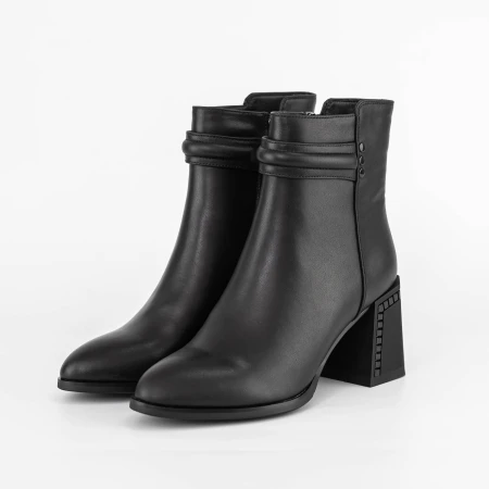 Botine Dama cu toc gros K822-1A Negru » Pantoful.ro