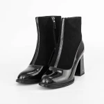 Botine Dama cu toc gros K9191-1A Negru » Pantoful.ro