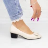 Pantofi cu Toc gros 220715 Crem Formazione