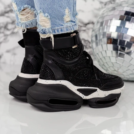 Pantofi Sport Dama cu Platforma M0161-B-1 Negru » Pantoful.ro
