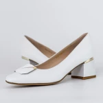 Pantofi cu Toc gros K4365-3786B Alb » Pantoful.ro