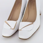 Pantofi cu Toc gros K4365-3786B Alb » Pantoful.ro