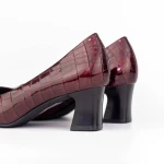 Pantofi cu Toc gros 7395 Visiniu » Pantoful.ro