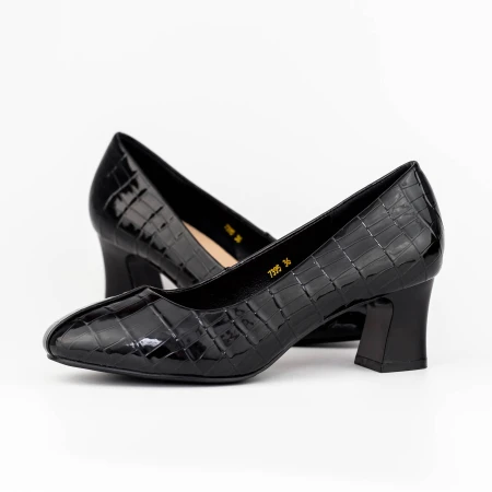 Pantofi cu Toc gros 7395 Negru » Pantoful.ro