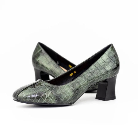 Pantofi cu Toc gros 7395 Verde » Pantoful.ro
