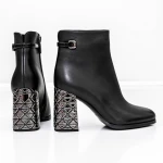 Botine Dama cu toc gros K9071-61A Negru » Pantoful.ro