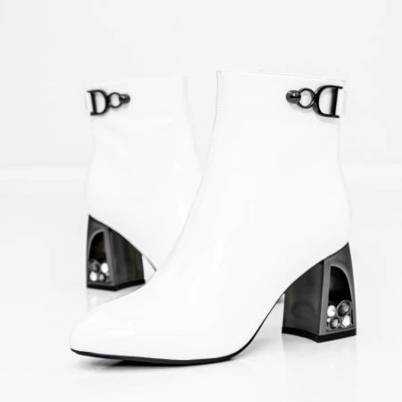 Botine Dama cu toc gros K9196-1D Crem » Pantoful.ro