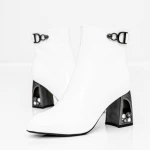 Botine Dama cu toc gros K9196-1D Crem » Pantoful.ro
