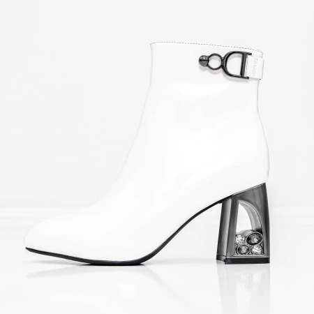 Botine Dama cu toc gros K9196-1D Crem » Pantoful.ro