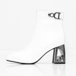 Botine Dama cu toc gros K9196-1D Crem » Pantoful.ro