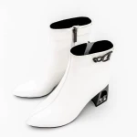 Botine Dama cu toc gros K9196-1D Crem » Pantoful.ro