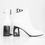 Botine Dama cu toc gros K9196-1D Crem » Pantoful.ro