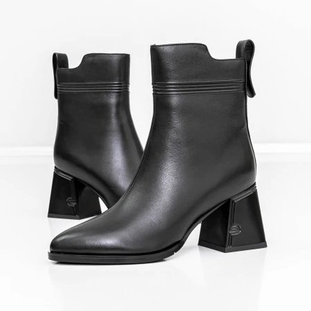 Botine Dama cu toc gros K107-55-B81A Negru » Pantoful.ro