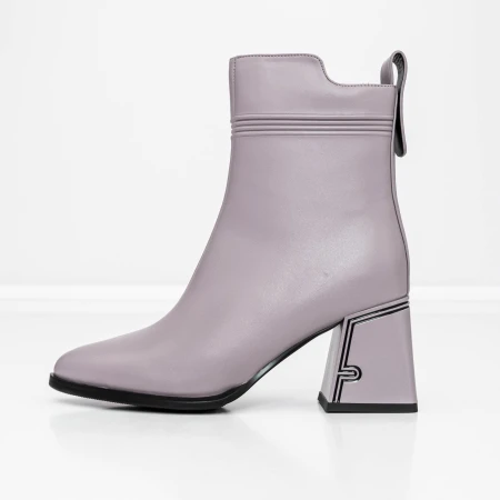 Botine Dama cu toc gros K107-55-B81B Gri » Pantoful.ro