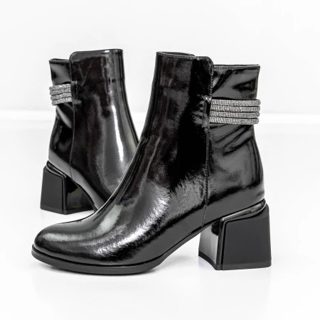 Botine Dama cu toc gros K577-37C Negru » Pantoful.ro