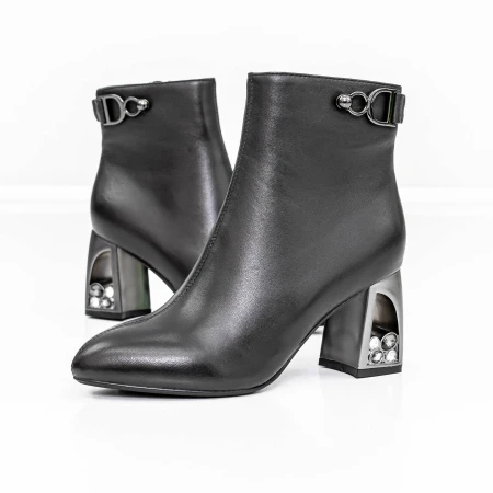 Botine Dama cu toc gros K9196-1B Negru » Pantoful.ro