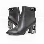Botine Dama cu toc gros K9196-1B Negru » Pantoful.ro