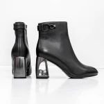 Botine Dama cu toc gros K9196-1B Negru » Pantoful.ro