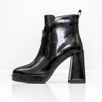 Botine Dama cu toc gros M03-03 Negru » Pantoful.ro