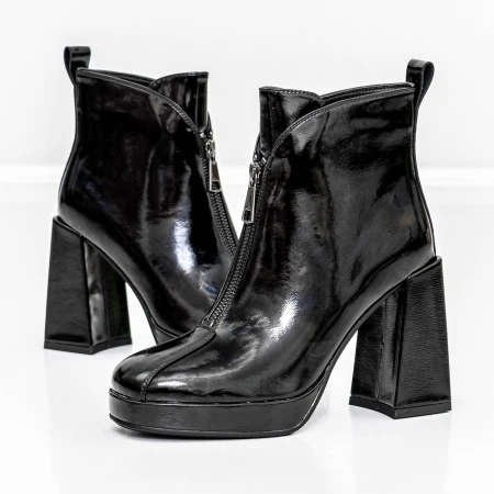 Botine Dama cu toc gros M03-03 Negru » Pantoful.ro
