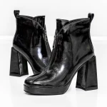 Botine Dama cu toc gros M03-03 Negru » Pantoful.ro