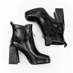 Botine Dama cu toc gros M03-03 Negru » Pantoful.ro