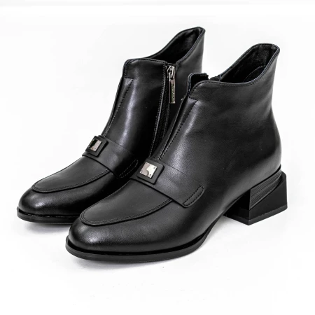 Botine Dama cu toc gros K21698-3A Negru » Pantoful.ro