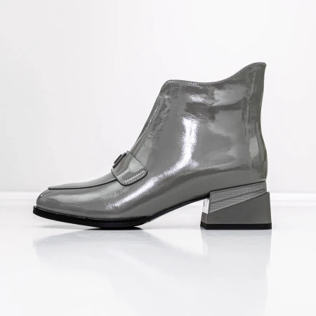 Botine Dama cu toc gros K21698-3B Gri » Pantoful.ro