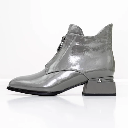 Botine Dama cu toc gros K21713-6B Gri » Pantoful.ro