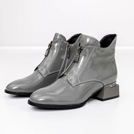 Botine Dama cu toc gros K21713-6B Gri » Pantoful.ro