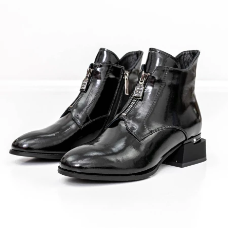 Botine Dama cu toc gros K21713-6C Negru » Pantoful.ro