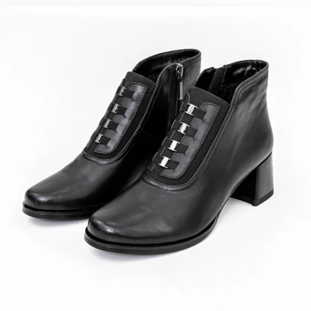 Botine Dama cu toc gros KD3-1B Negru » Pantoful.ro