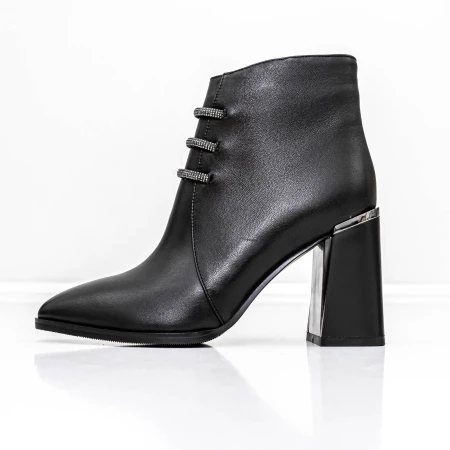 Botine Dama cu toc gros M01-01 Negru » Pantoful.ro