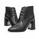 Botine Dama cu toc gros M01-01 Negru » Pantoful.ro