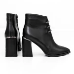 Botine Dama cu toc gros M01-01 Negru » Pantoful.ro