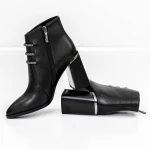 Botine Dama cu toc gros M01-01 Negru » Pantoful.ro
