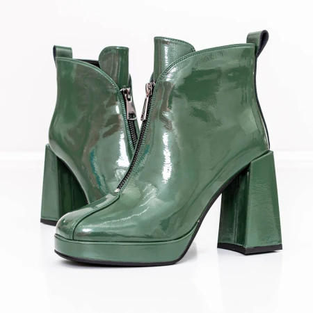 Botine Dama cu toc gros M03-03B Verde » Pantoful.ro