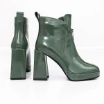Botine Dama cu toc gros M03-03B Verde » Pantoful.ro