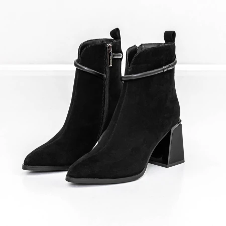 Botine Dama cu toc gros K143-55-A241A Negru » Pantoful.ro