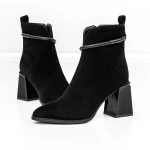 Botine Dama cu toc gros K143-55-A241A Negru » Pantoful.ro