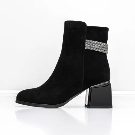 Botine Dama cu toc gros K577-37B Negru » Pantoful.ro