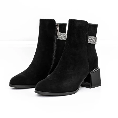 Botine Dama cu toc gros K577-37B Negru » Pantoful.ro