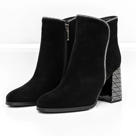 Botine Dama cu toc gros K9071-80B Negru » Pantoful.ro